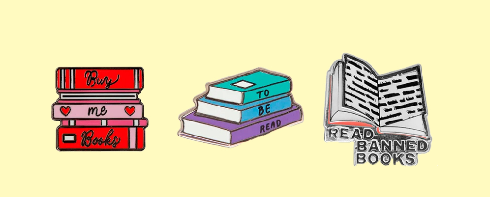 Bookish enamel pins